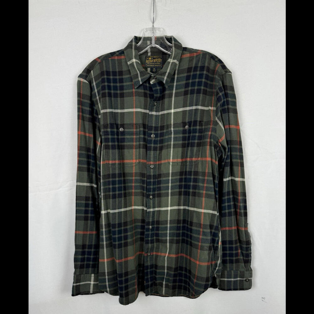 Lucky Brand Plaid Flannel Cotton Button-Up Shirt Green Shirt Size M
